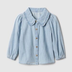 GAP Light Blue Denim Shirt Ruffle Collar
